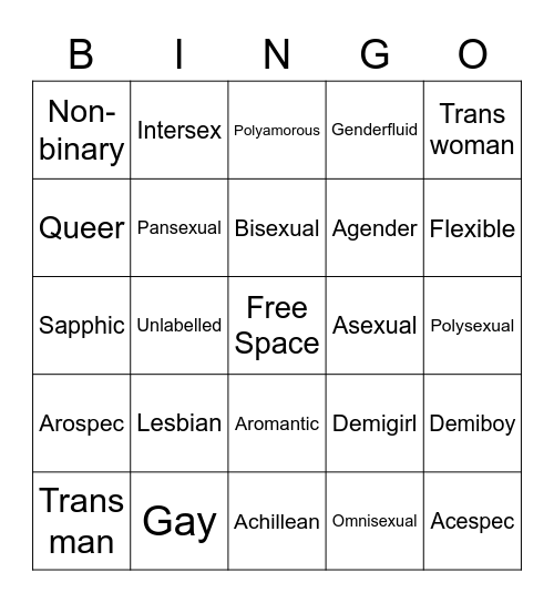 Queers Bingo Card