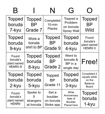 boruda x Boulder Planet: August 2022 Bingo Card