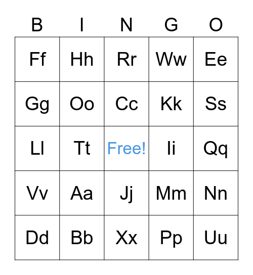ABC Bingo Card
