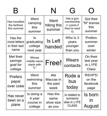 FIND SOMEONE WHO Bingo Card