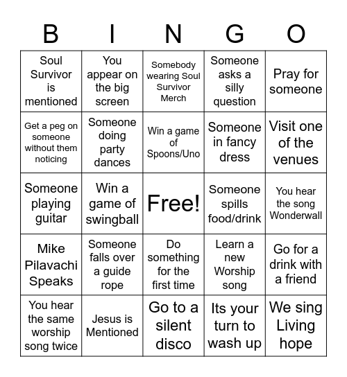 Limitless Festival Bingo Card