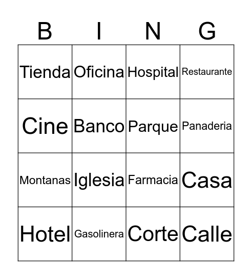 La ciudad Bingo Card