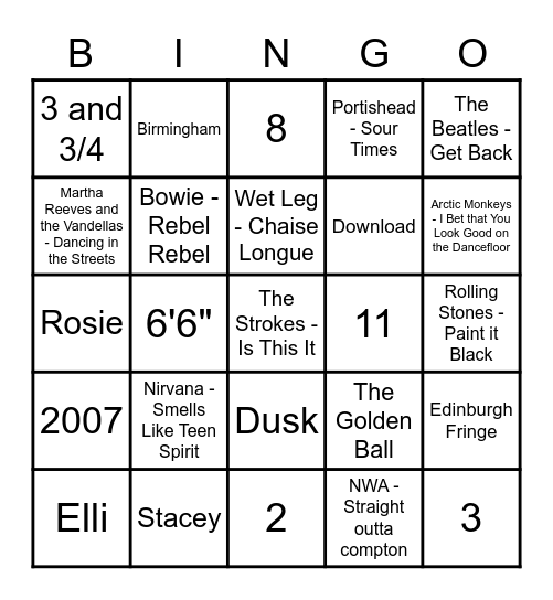 Ella and John Wedding BINGO Card