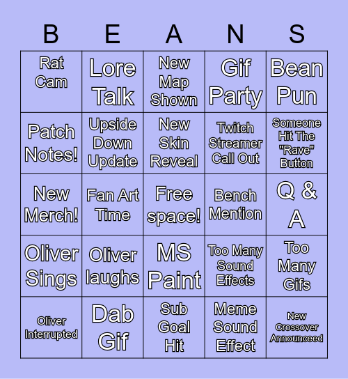 Bean Bingo Card