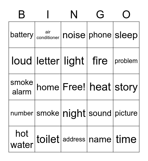 Home Problems Bingo Card