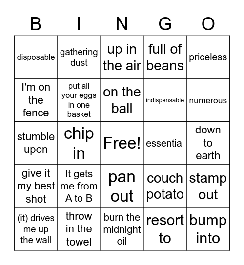 BP1 - Bingo Card