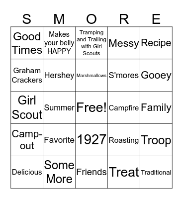 Girl Scout Troop 23 Bingo Card