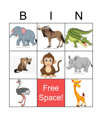 African Animals! Bingo Card