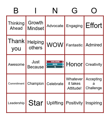 Recognition Words Bingo Card
