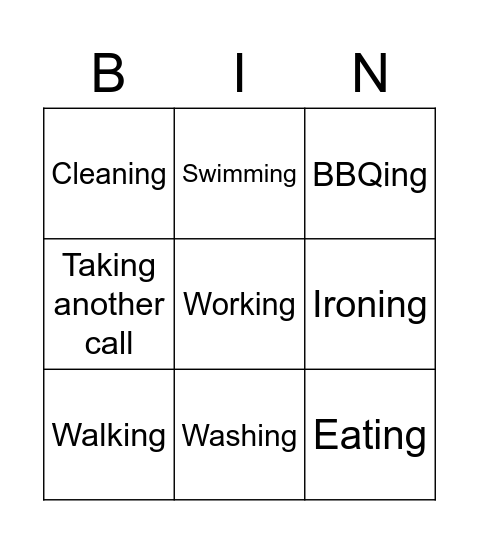 Work Bingo Card