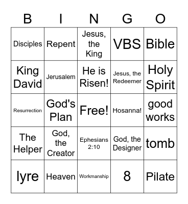 Bible Bingo Card