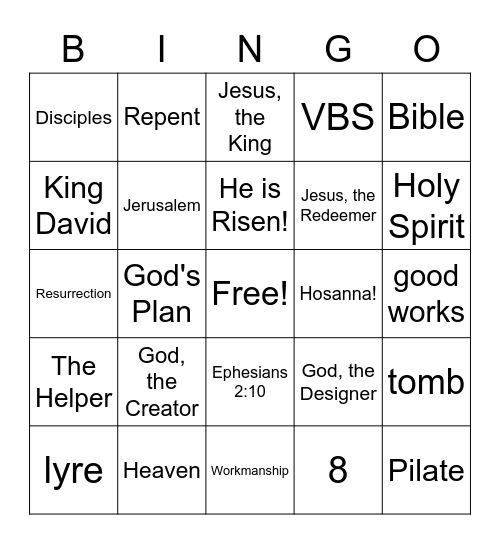 Bible Bingo Card