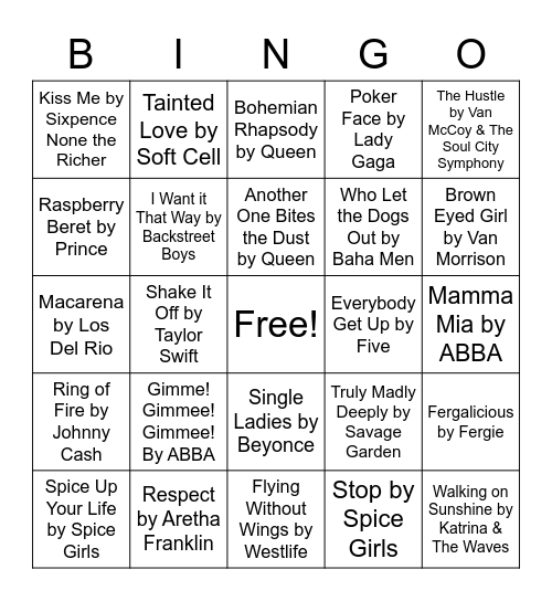 Music Bingo Card