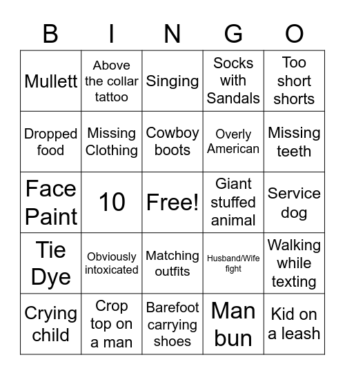 Fair Bingo Card