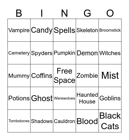 Halloween  Bingo Card