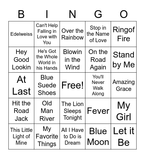 CLASSIC SONGS Bingo Card