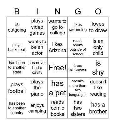 Ice Breaker Bingo Card