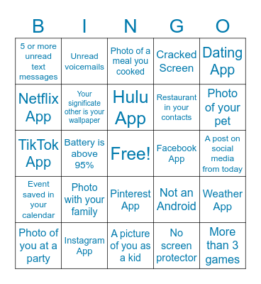 What's On Your Phone? Bingo Card