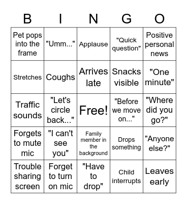 Team Bingo! Bingo Card