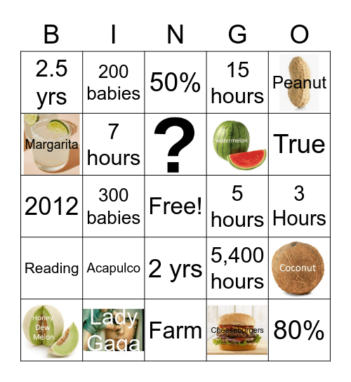 Katies Baby Bloom Bingo Card