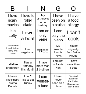 Franciscan High BINGO Card