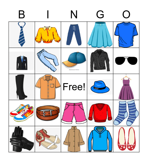 Clothing Bingo---images Bingo Card