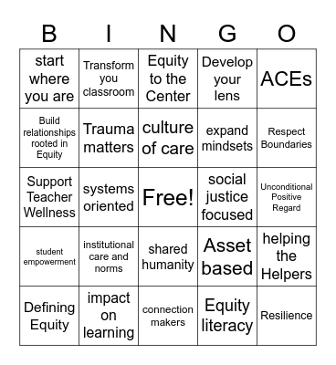 EC-TI Education Bingo Card