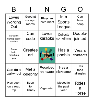 Getting to Know Bingo Card