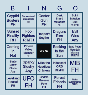 UFO Bingo Card