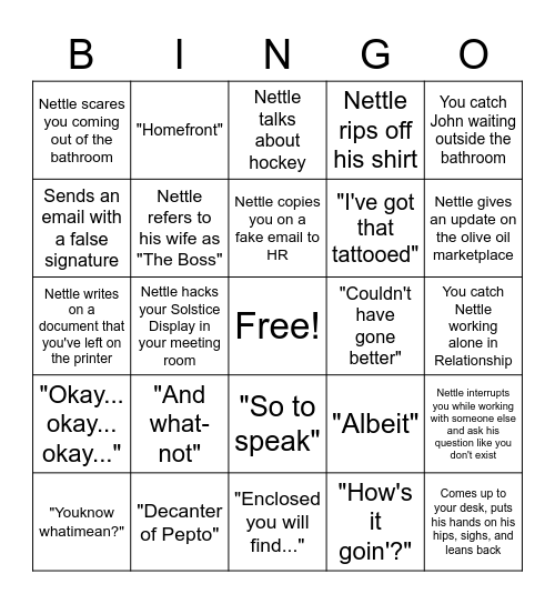 Nettle Bingo Card