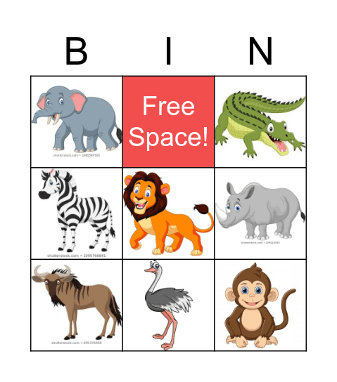 African Animals! Bingo Card