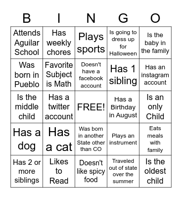 Ice-Breaker Bingo Card