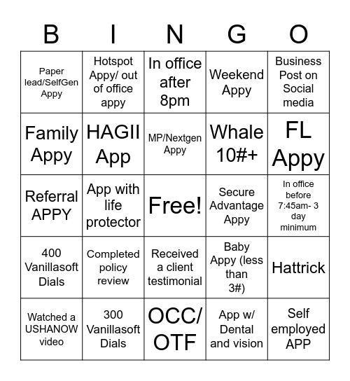 BINGO Card