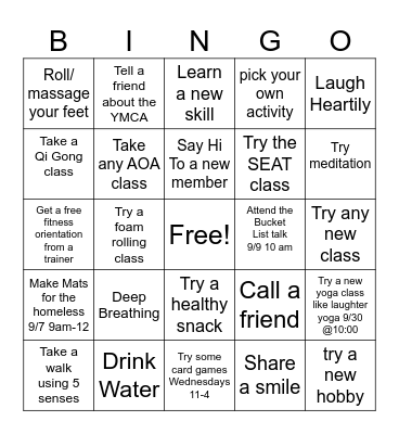 Healthy Senior Bingo Card