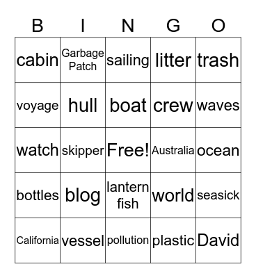 Plastiki Bingo Card