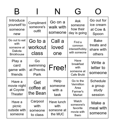 SOCIAL BINGO! Bingo Card