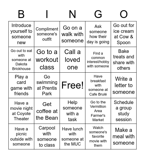 SOCIAL BINGO! Bingo Card