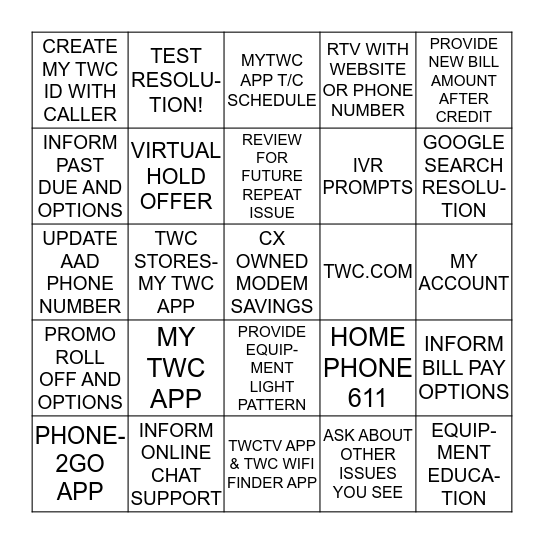 ARC PFV BINGO! Bingo Card