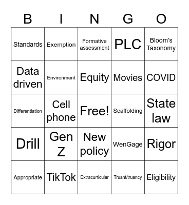 Untitled Bingo Card