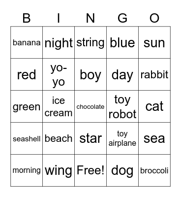 Vocab Bingo Card