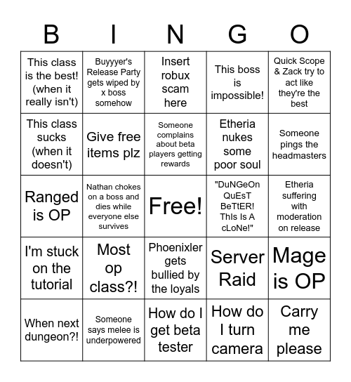 Vt release Bingo Card