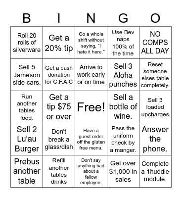 Bar Louie Baybrook Bingo! Bingo Card