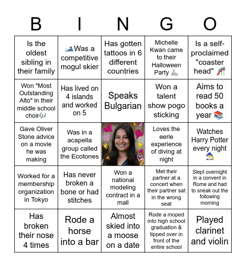 Rupal's Happy Hour Bingo Card