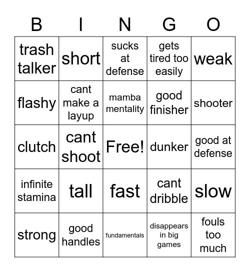 basketball bingo Card