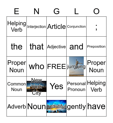English  Grammer Bingo Card