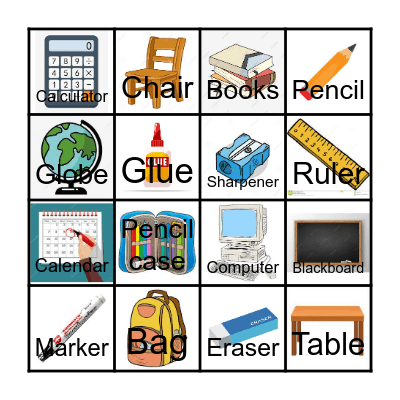 THINGS IN THE CLASSROOM Bingo Card