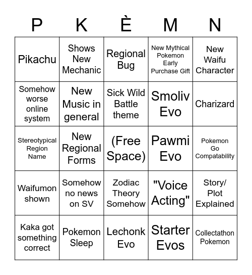 Pokemon Direct Bingo Card Bingo Card