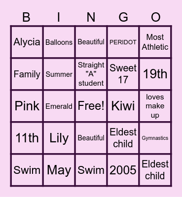 Birthday Bingo Card