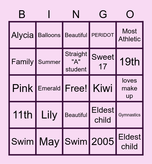 Birthday Bingo Card