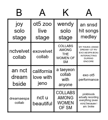 smtown in suwon predictions Bingo Card